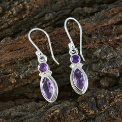 Amelia Purple Whisper thin Toi et Moi Dangle Earring