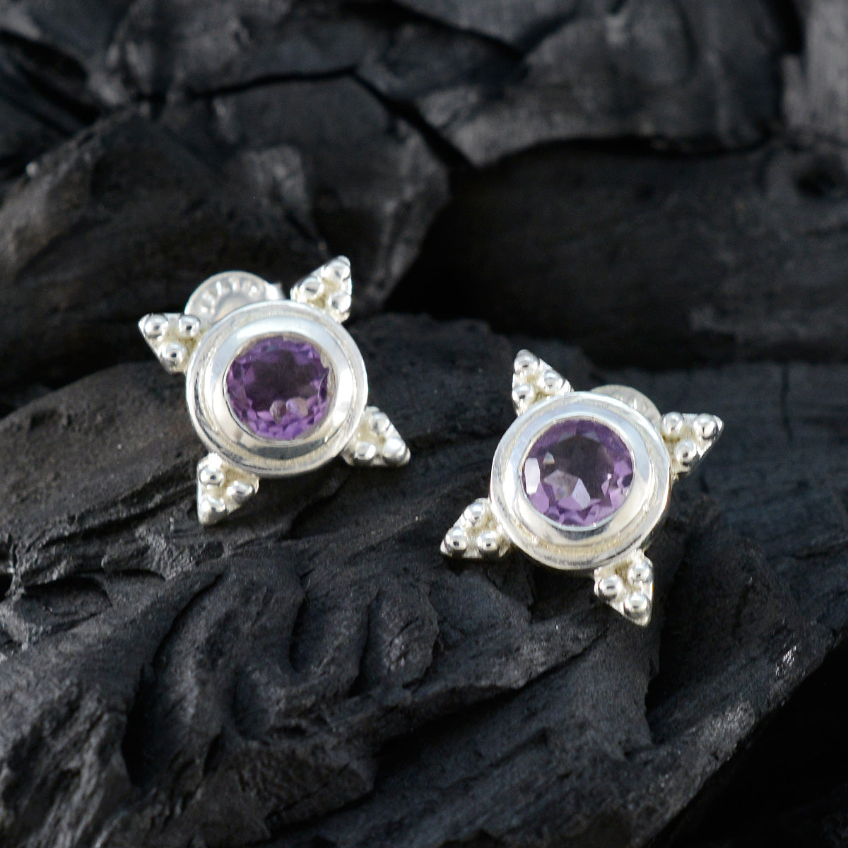 Lourdes Purple Dainty Solitaire Dangle Earring