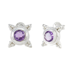 Lourdes Purple Dainty Solitaire Dangle Earring Amethyst Purple Dangle