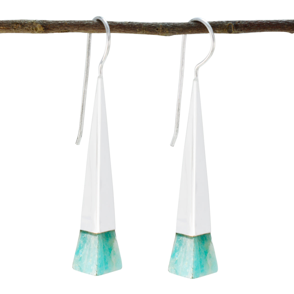 Carolina Green Classic Solitaire Dangle Earring Amazonite Green Dangle