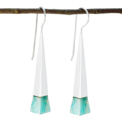 Carolina Green Classic Solitaire Dangle Earring Amazonite Green Dangle
