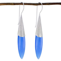 Ha eun Blue Edgy Solitaire Dangle Earring Chalcedony Blue Dangle