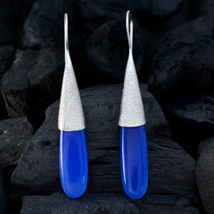 Ling Blue Edgy Solitaire Dangle Earring