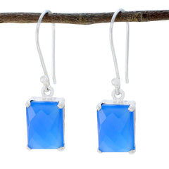 Ivana Blue Classic Solitaire Dangle Earring Blue Chalcedony Blue Dangle
