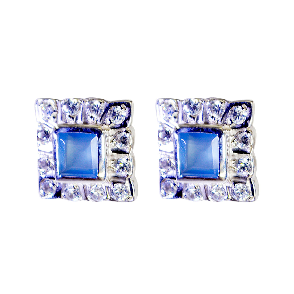 Julia Blue Dainty multiple Stud Earring Blue Chalcedony Blue Stud