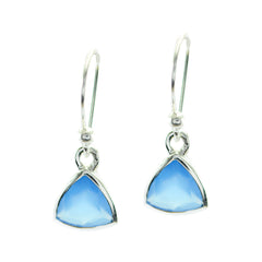 Lorena Blue Elegant Solitaire Dangle Earring Blue Chalcedony Blue Dangle