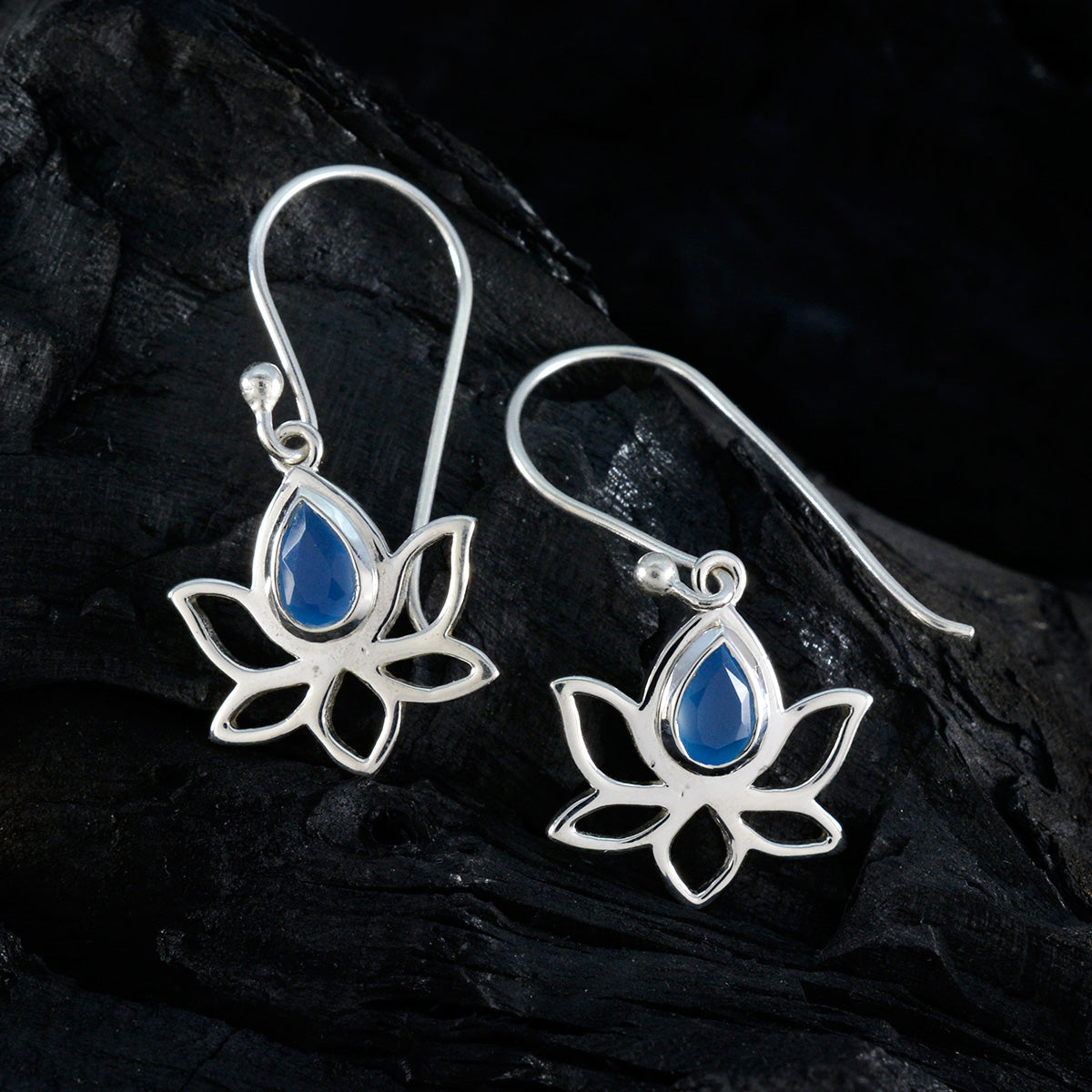 Lourdes Blue Dainty Solitaire Dangle Earring