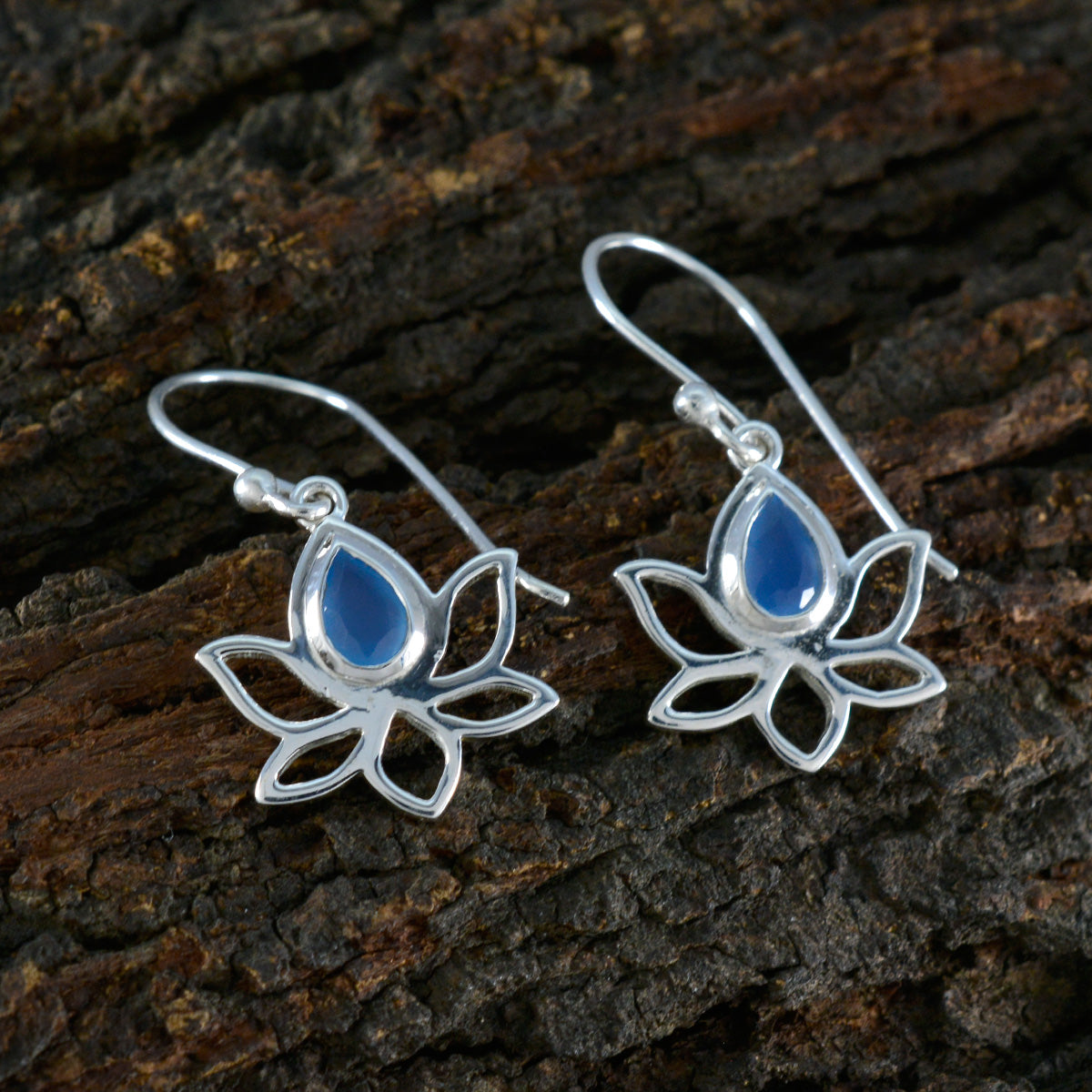 Lourdes Blue Dainty Solitaire Dangle Earring