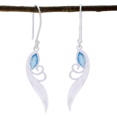 María Blue Delicate Solitaire Dangle Earring Blue Chalcedony Blue Dangle
