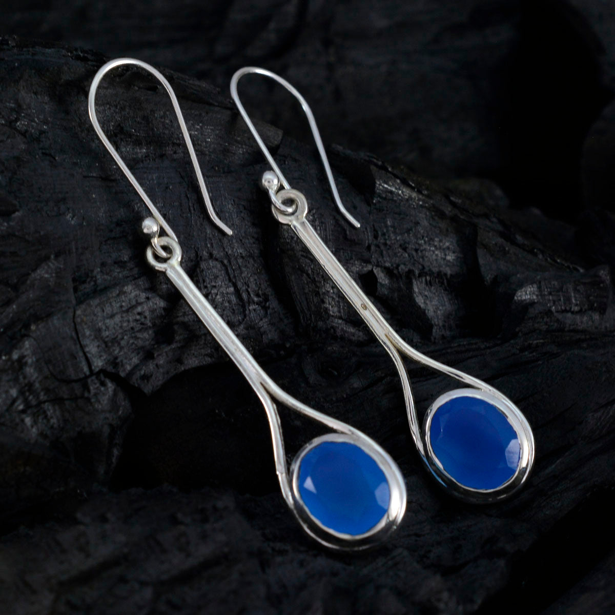 Micaela Blue Dainty Solitaire Dangle Earring