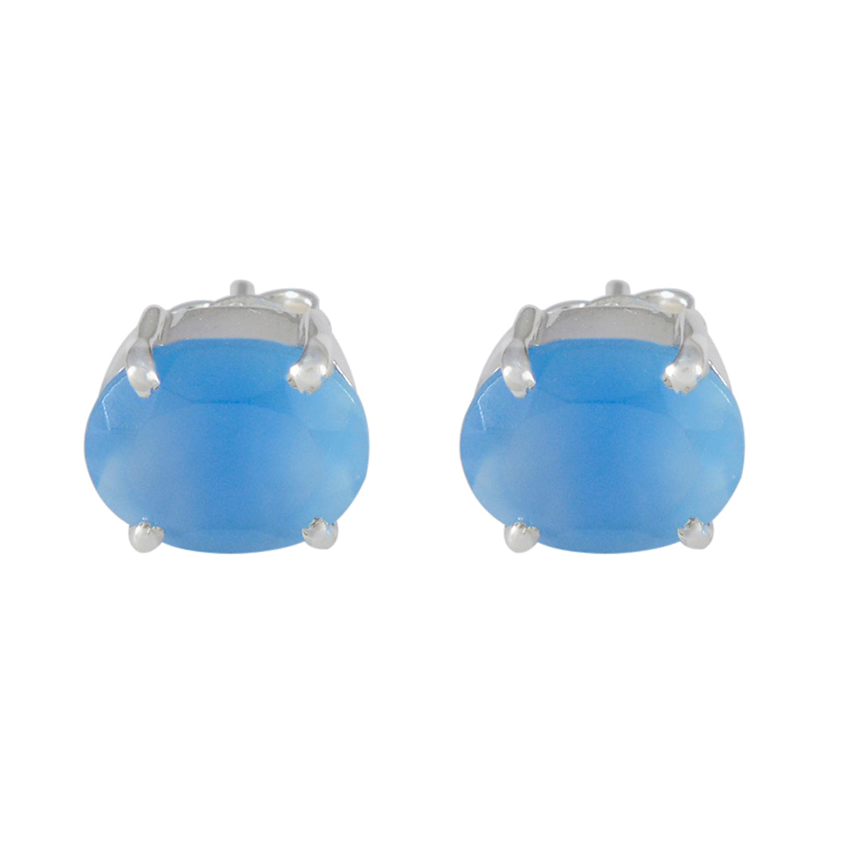 Mariana Blue Dainty Solitaire Stud Earring Blue Chalcedony Blue Stud
