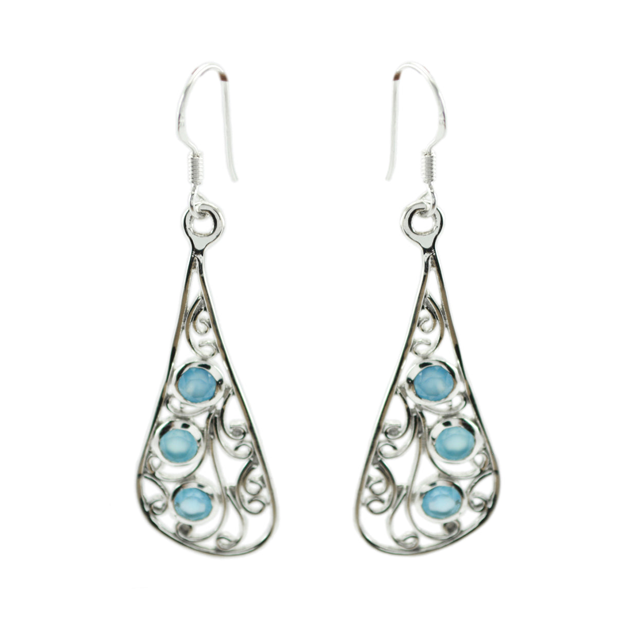 Patricia Blue Whisper thin multiple Dangle Earring Chalcedony Blue Dangle