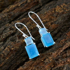 Rosa Blue Whisper thin Toi et Moi Dangle Earring