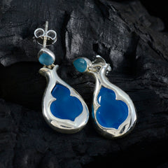 Ella Blue Edgy Toi et Moi Stud Earring
