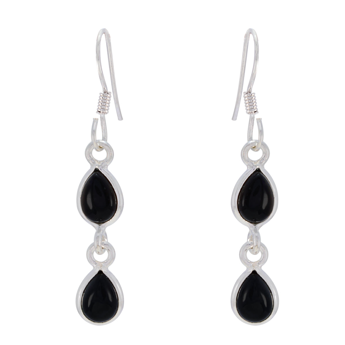Valentina Black Minimalist multiple Dangle Earring Black Onyx Black Dangle