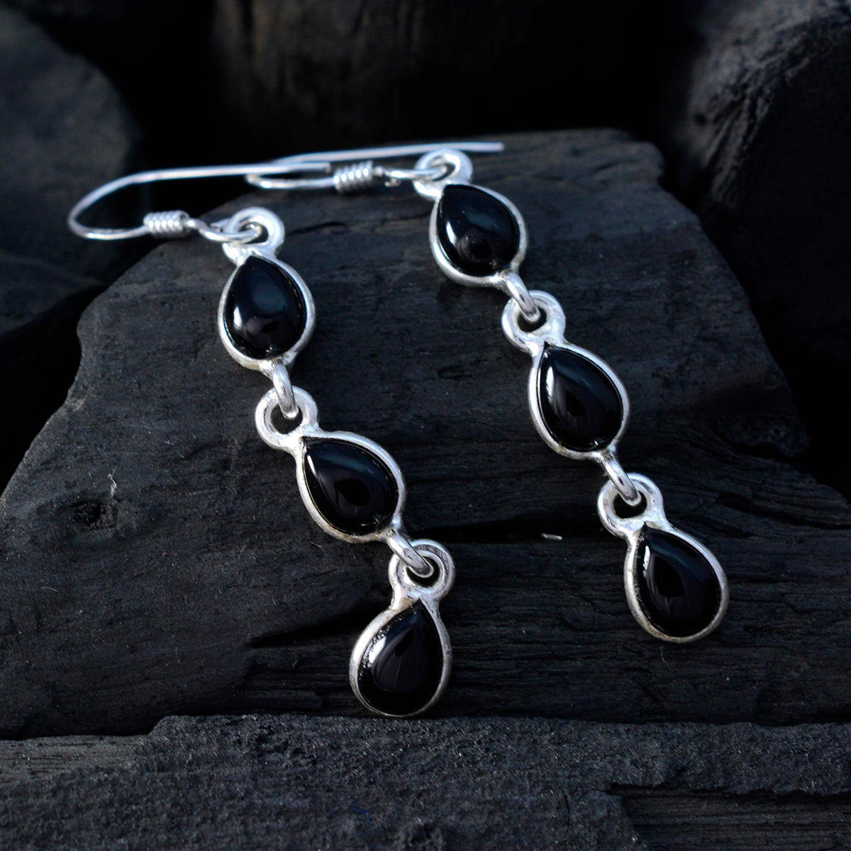 Victoria Black Delicate multiple Dangle Earring