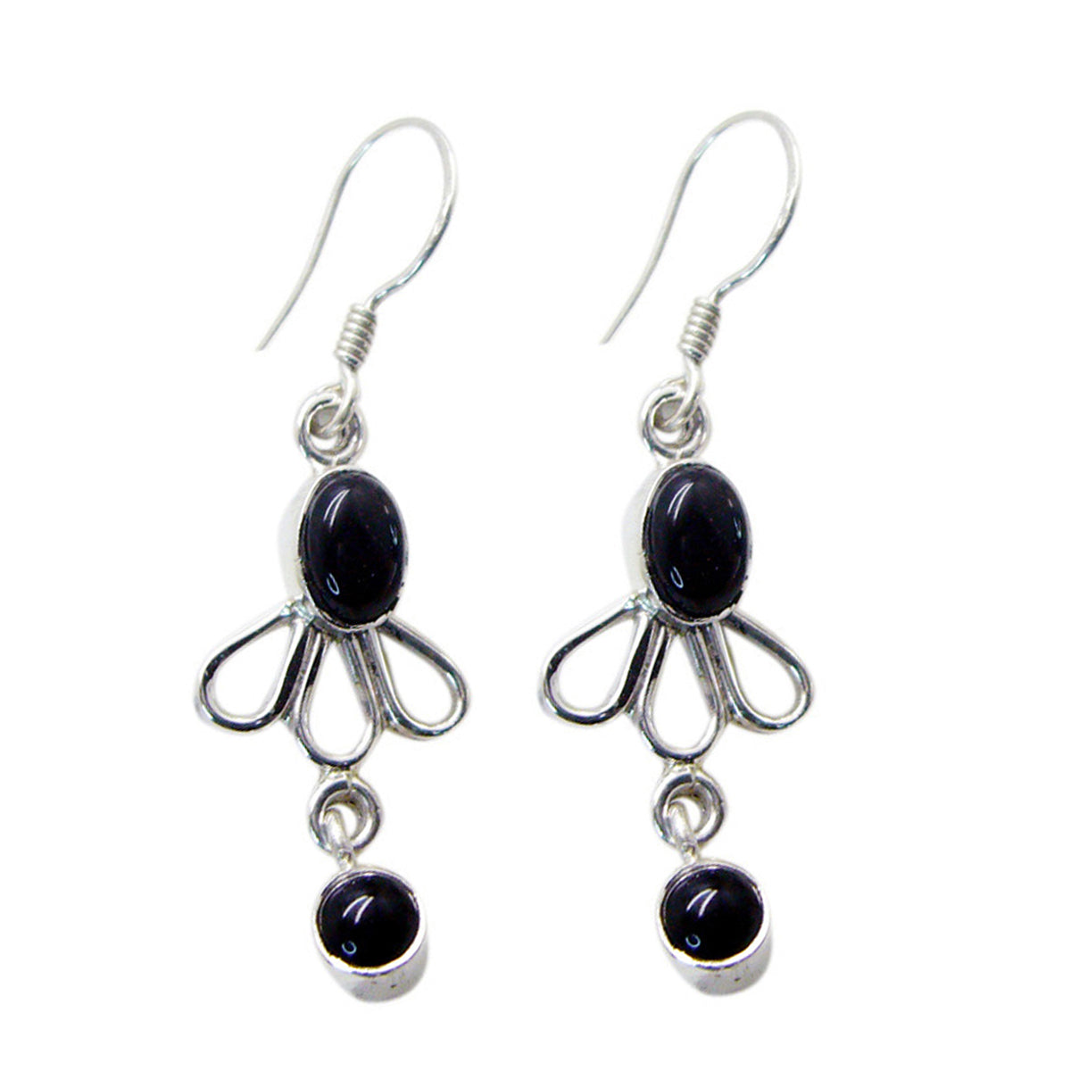 Amelia Black Dainty multiple Dangle Earring Black Onyx Black Dangle