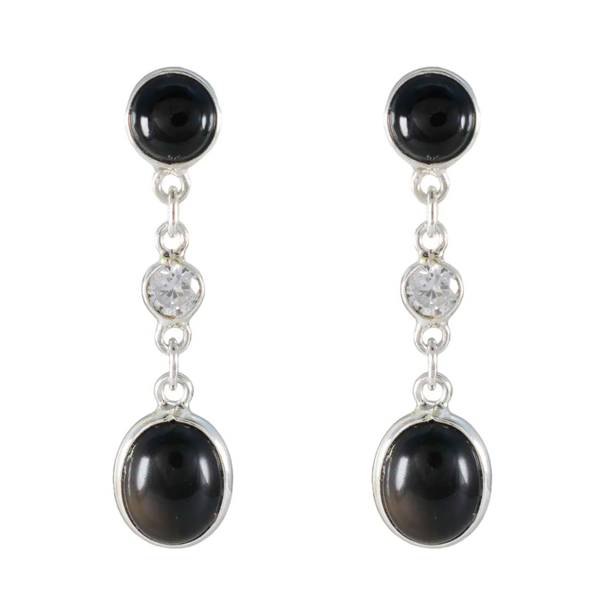 Anna Black Delicate multiple Stud Earring Black Onyx Black Stud
