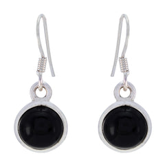 Eliza Black Delicate Solitaire Dangle Earring Black Onyx Black Dangle