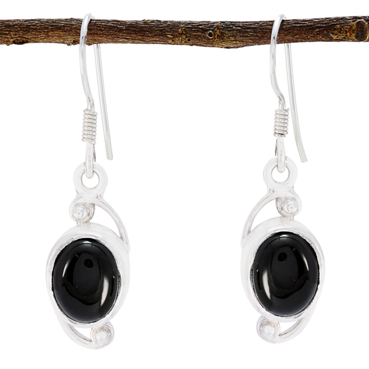 Ella Black Delicate Solitaire Dangle Earring Black Onyx Black Dangle