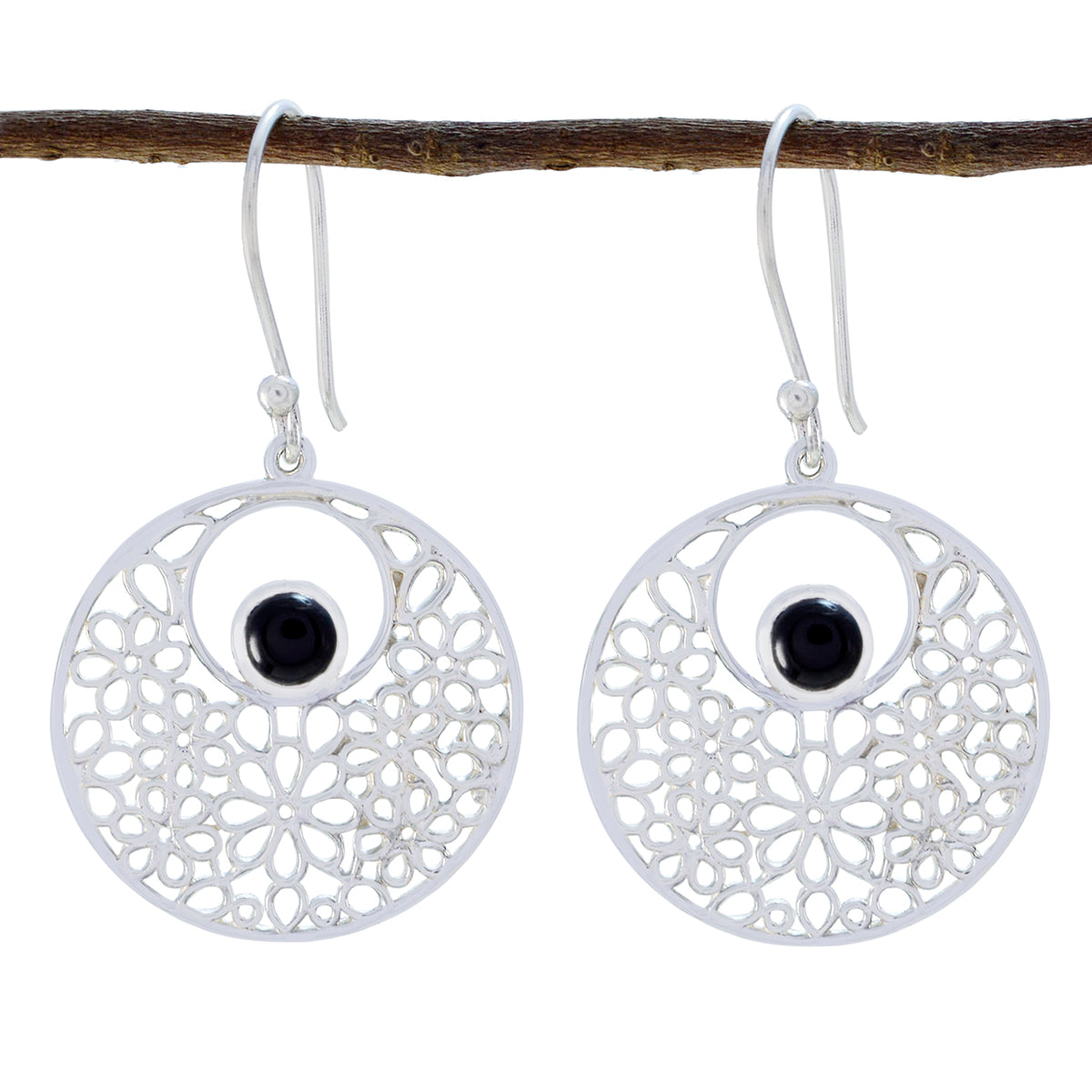Ellie Black Eye catching Solitaire Dangle Earring Black Onyx Black Dangle