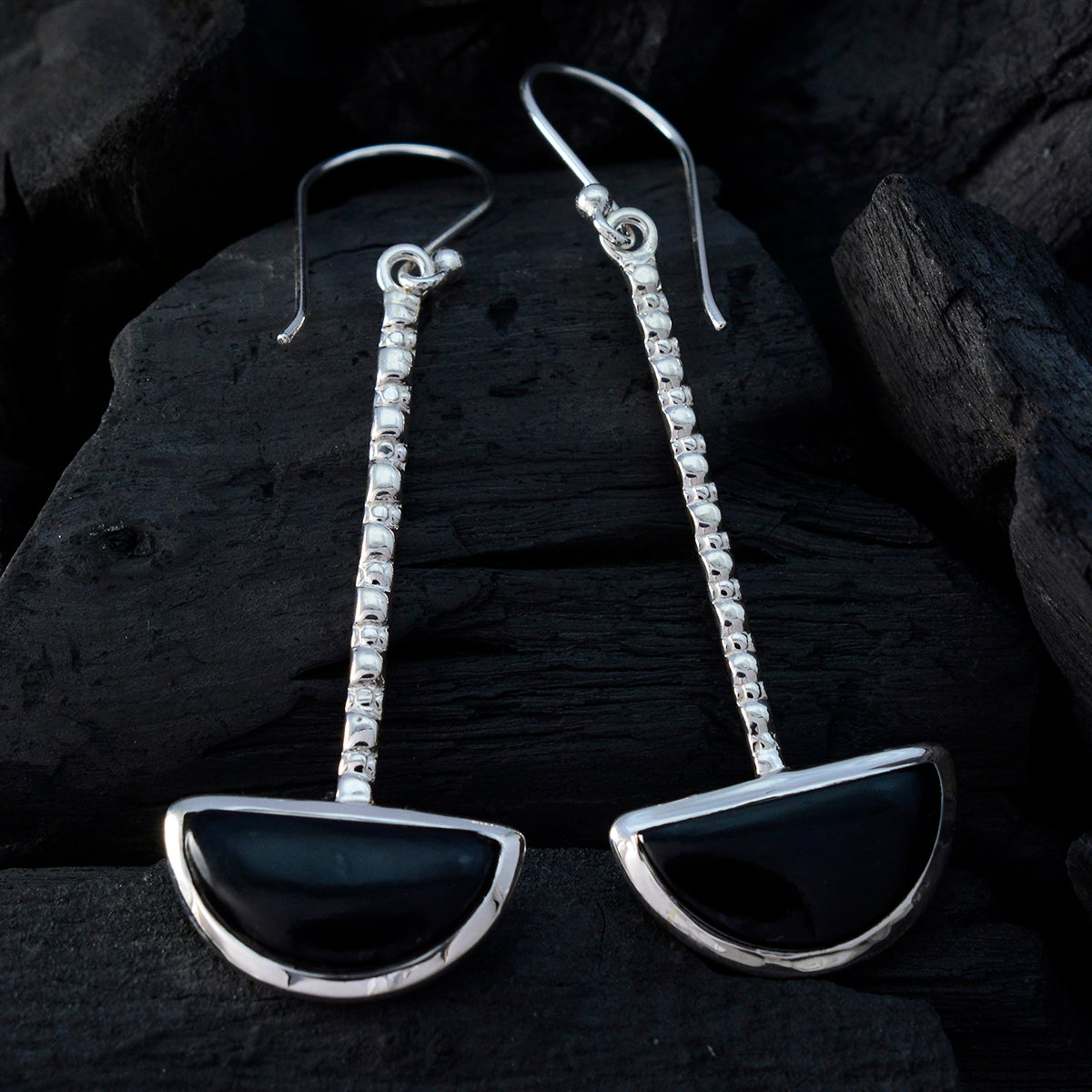 Emily Black Classic Solitaire Dangle Earring