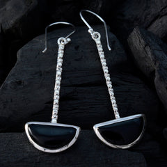Emily Black Classic Solitaire Dangle Earring