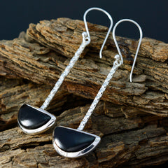 Emily Black Classic Solitaire Dangle Earring