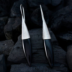 Hana Black Edgy Solitaire Dangle Earring