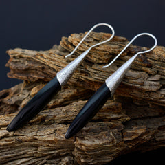 Hana Black Edgy Solitaire Dangle Earring