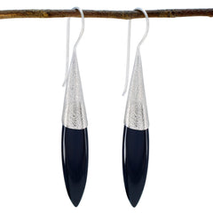 Hana Black Edgy Solitaire Dangle Earring Black Onyx Black Dangle