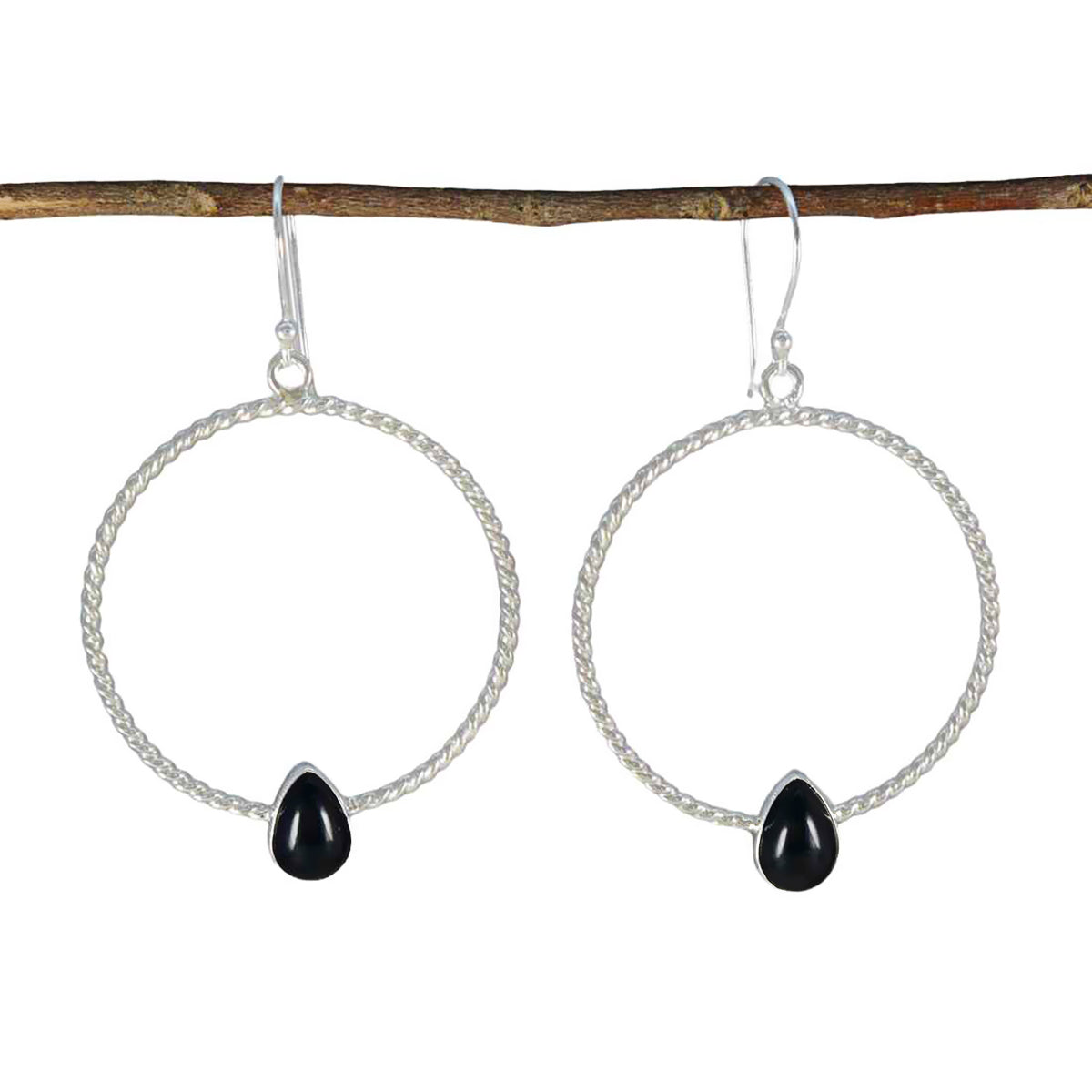 Eva Black Tiny Solitaire Dangle Earring Black Onyx Black Dangle