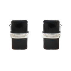 Grace Black Minimalist Solitaire Stud Earring Black Onyx Black Stud