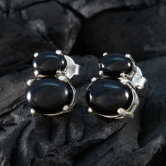 Pilar Black Slim Toi et Moi Stud Earring