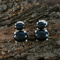Pilar Black Slim Toi et Moi Stud Earring