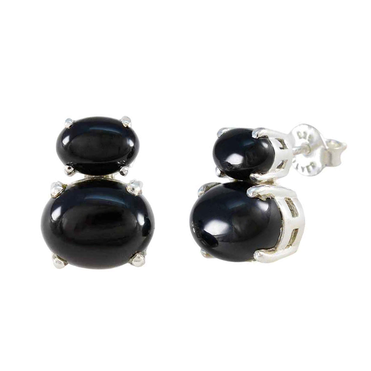 Pilar Black Slim Toi et Moi Stud Earring