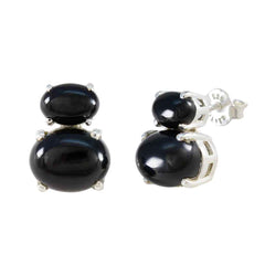 Pilar Black Slim Toi et Moi Stud Earring