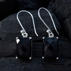 Inès Black Classic Solitaire Dangle Earring