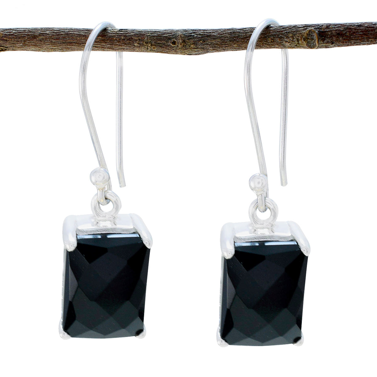 Inès Black Classic Solitaire Dangle Earring Black Onyx Black Dangle