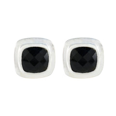 Teresa Black Whisper thin Solitaire Stud Earring Black Onyx Black Stud