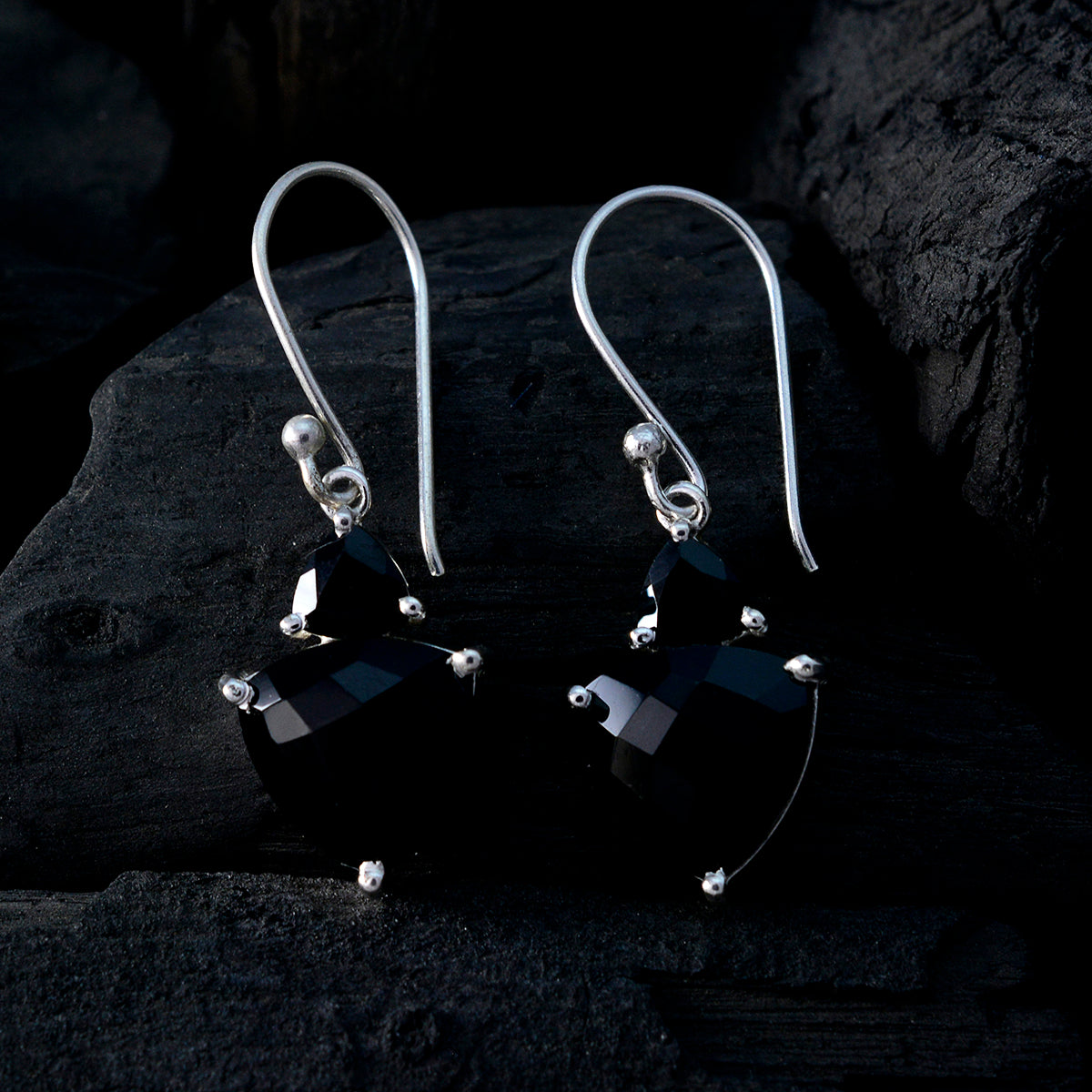 Yasmine Black Whisper thin multiple Dangle Earring
