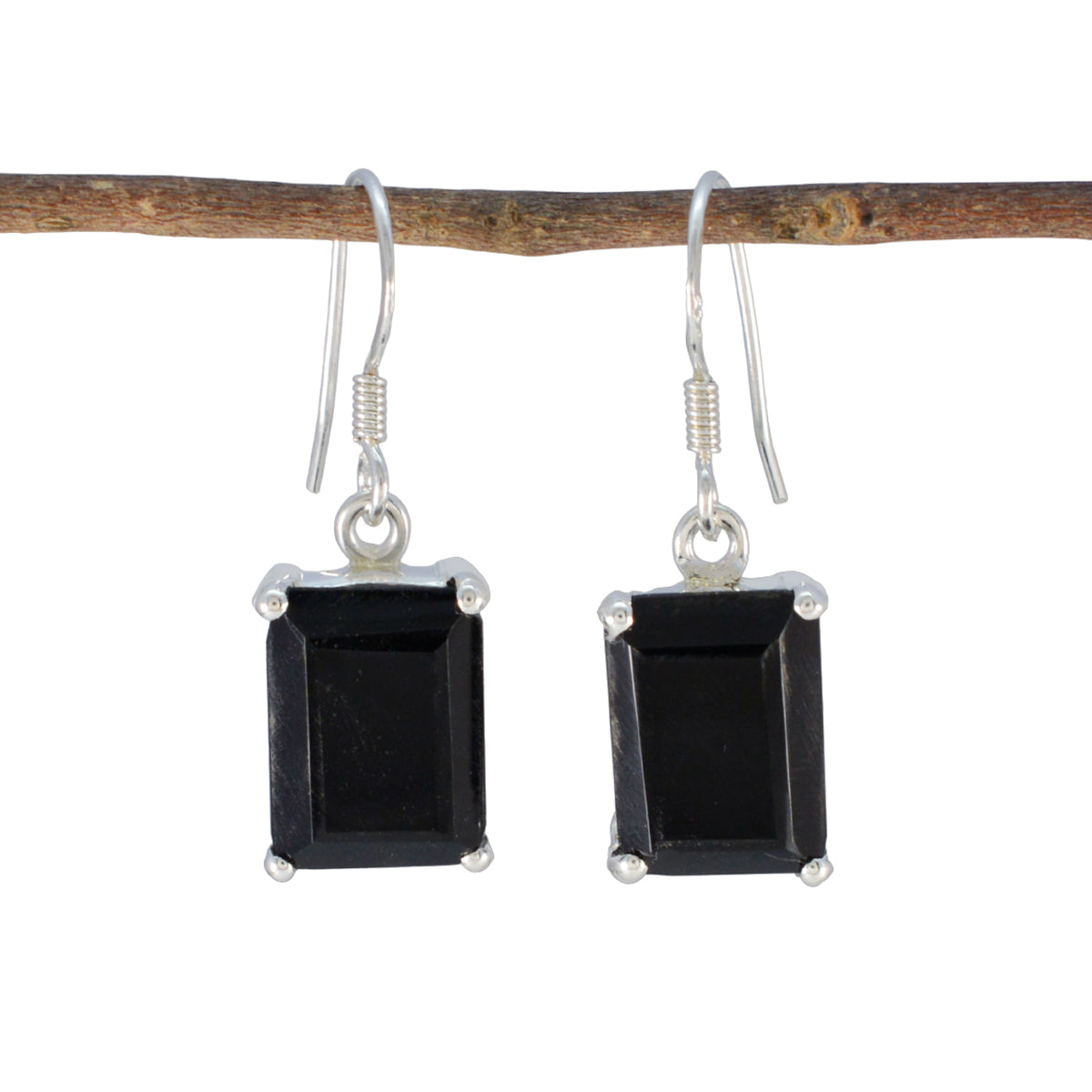 Mathilde Black Tiny Solitaire Dangle Earring Black Onyx Black Dangle