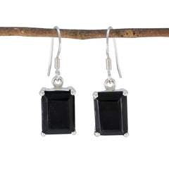 Mathilde Black Tiny Solitaire Dangle Earring Black Onyx Black Dangle