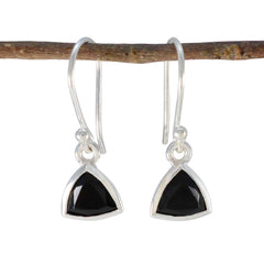 Chen Black Elegant Solitaire Dangle Earring Black Onyx Black Dangle