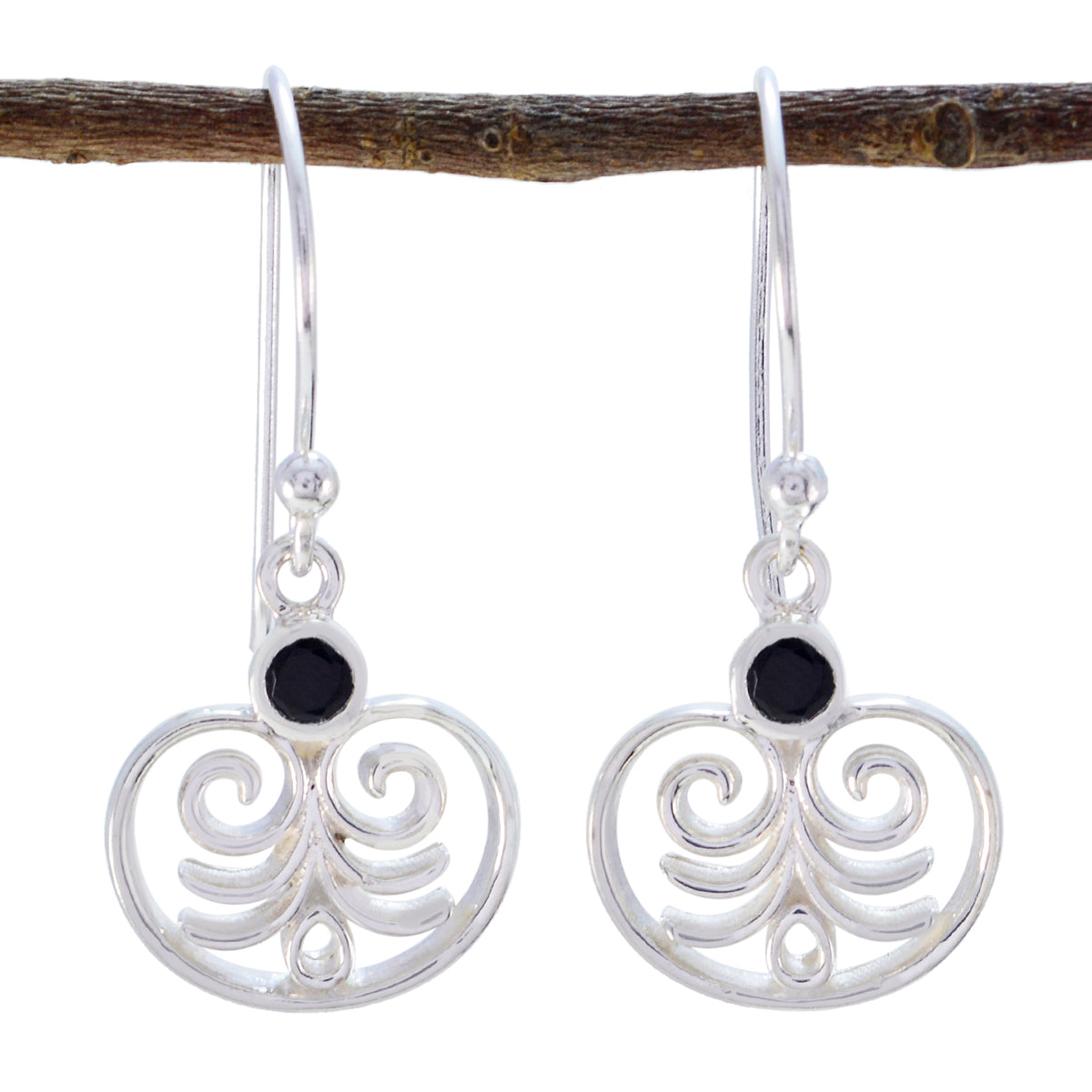 Natalie Black Dainty Solitaire Dangle Earring Black Onyx Black Dangle