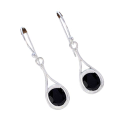 Nella Black Whisper thin Solitaire Dangle Earring