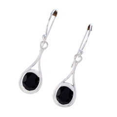 Nella Black Whisper thin Solitaire Dangle Earring