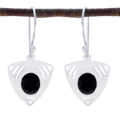 Nora Black Slim Solitaire Dangle Earring Black Onyx Black Dangle