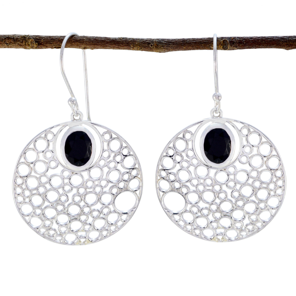 Pauline Black Edgy Solitaire Dangle Earring Black Onyx Black Dangle