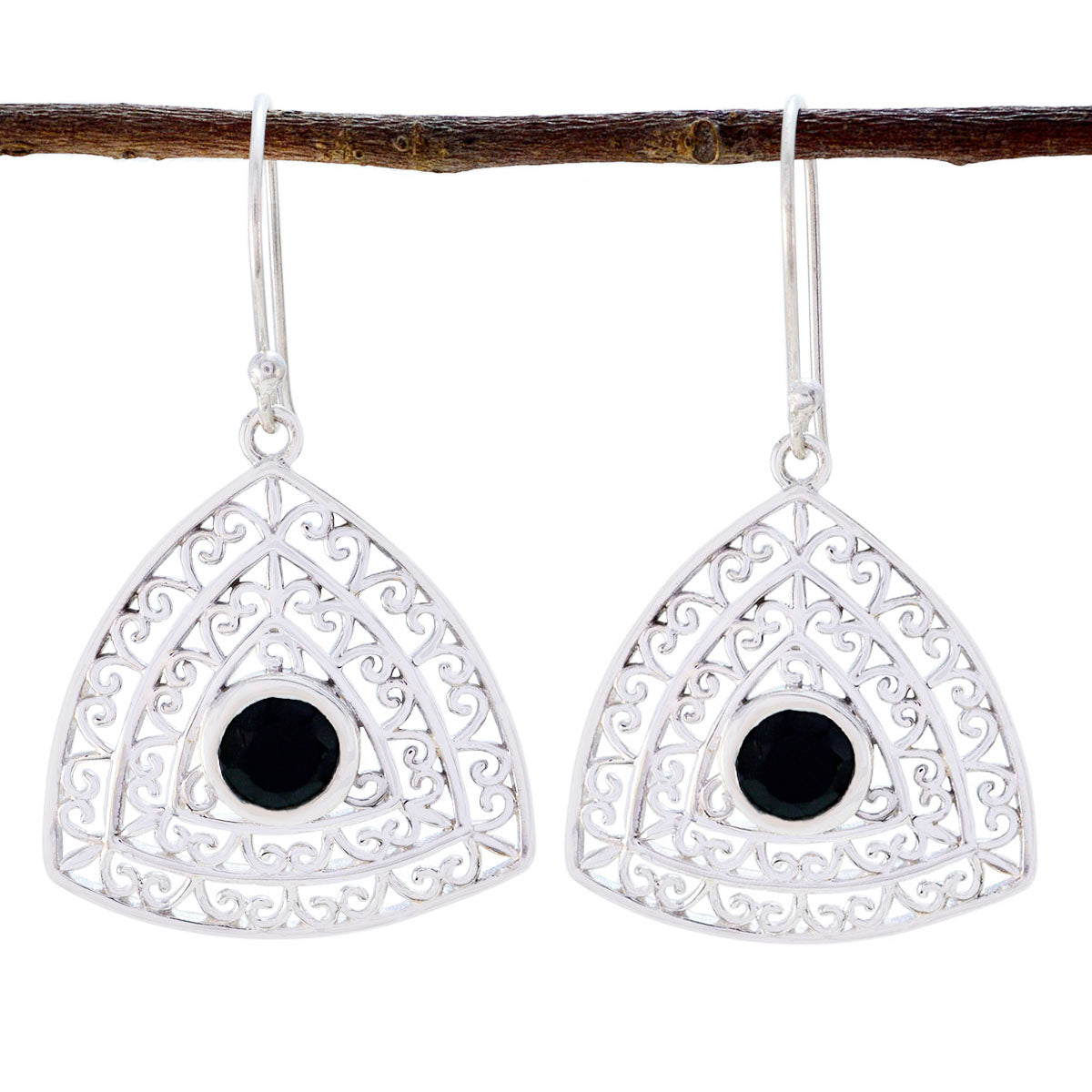 Penelope Black Eye catching Solitaire Dangle Earring Black Onyx Black Dangle